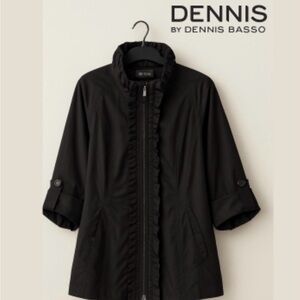 Dennis Basso Elegant Black Trench Coat